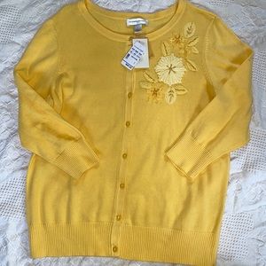 Yellow Christopher & Banks cardigan sweater